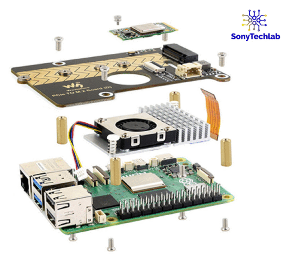 Kit Oficial Raspberry Pi 5 PCIe a M.2 NVME, 4GB RAM, Caja Acrílica transparente - Imagen 5