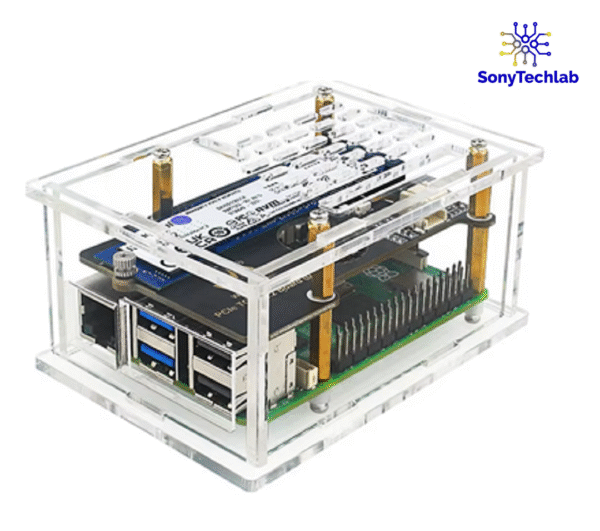 Kit Oficial Raspberry Pi 5 PCIe a M.2 NVME, 4GB RAM, Caja Acrílica transparente - Imagen 6