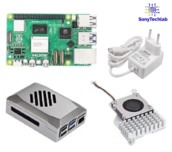 Kit Starter Raspberry Pi 5 Original. 4 GB RAM, Case ABS, Fan Cooler y  Fuente de alimentación